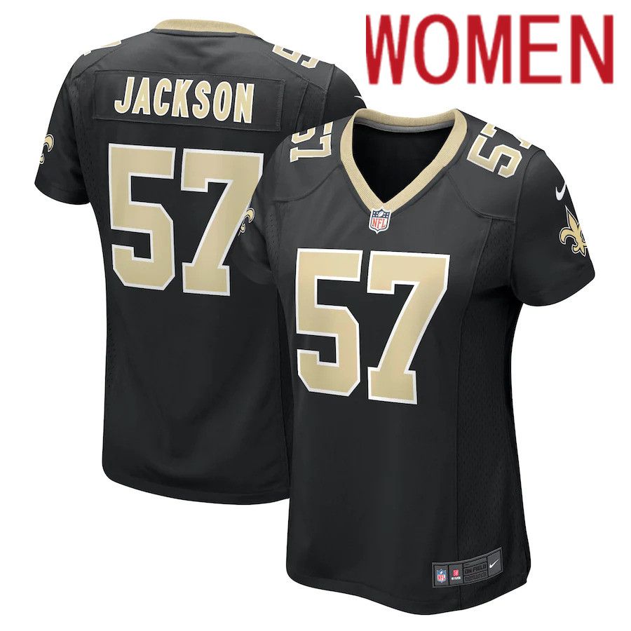 Women New Orleans Saints #57 Rickey Jackson Nike Black Retired Player NFL Jersey->women nfl jersey->Women Jersey